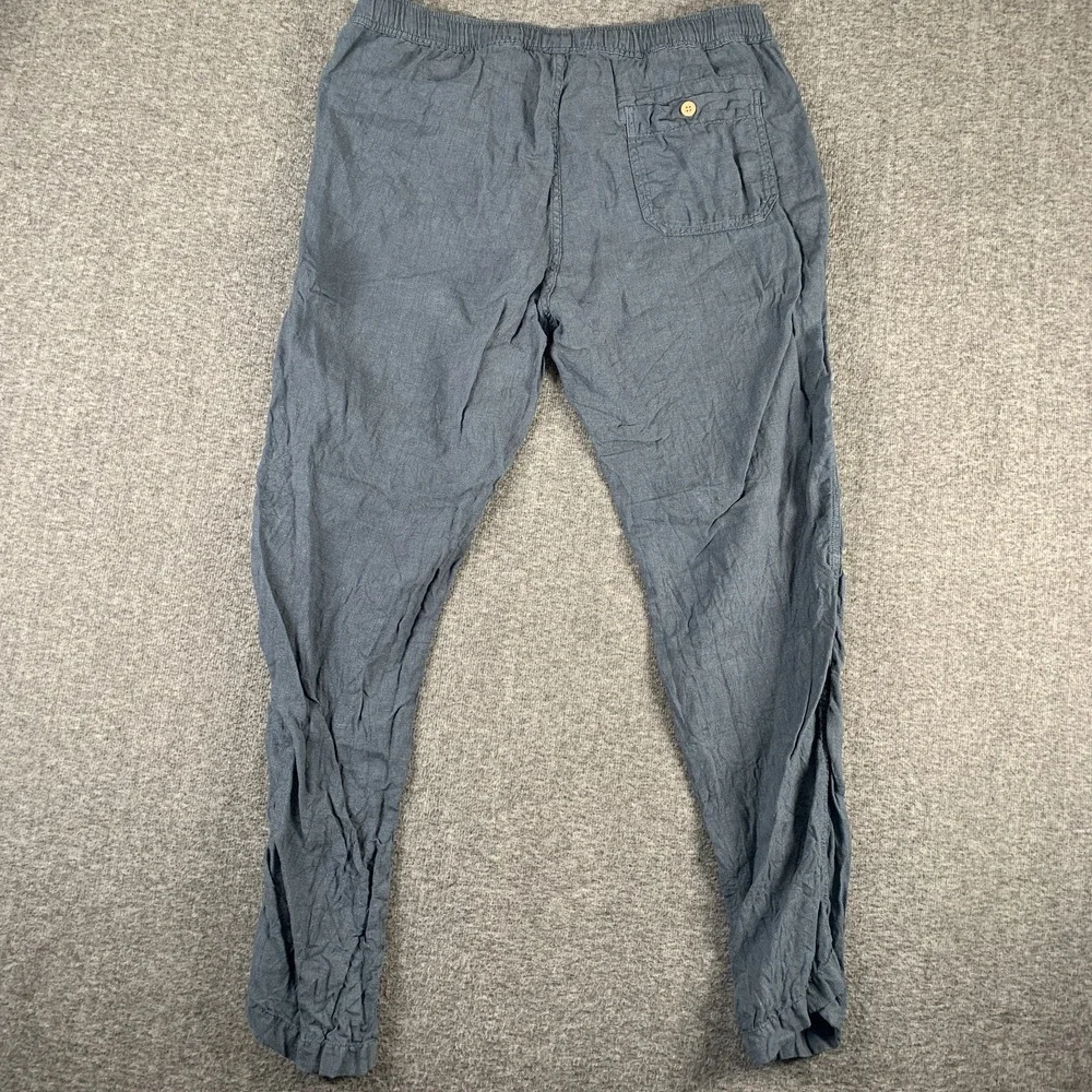 Faherty Linen Pants Men Large Blue Pull On Drawstring Preppy Modern